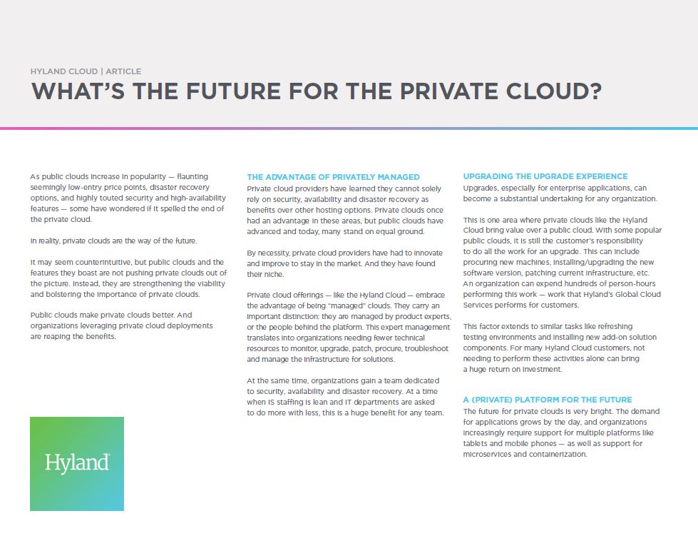 Private Cloud, Public Cloud, Hyland, Kyocera, Software, Document Management, Lasalle Business Machines