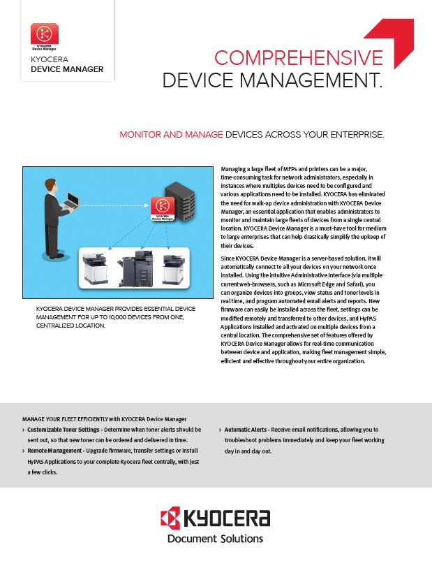 Kyocera, Software, Network Device Management, Kyocera, Device Manager, Lasalle Business Machines