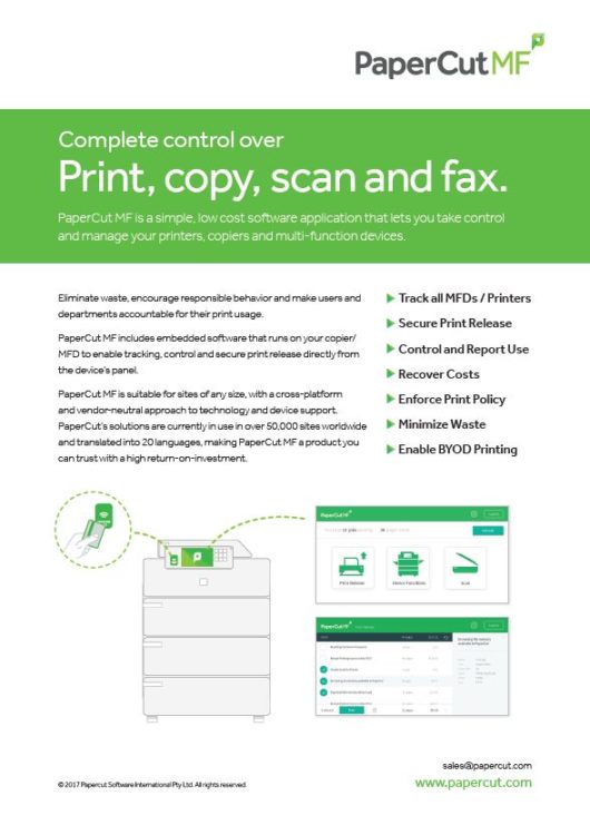 Papercut, Mf, Fact Sheet, Lasalle Business Machines