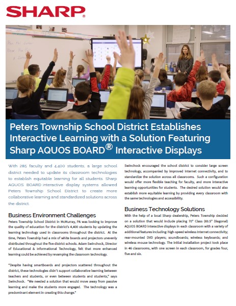 Sharp, Peters Township, School District, Aquos Board, Case Study, Education, Lasalle Business Machines