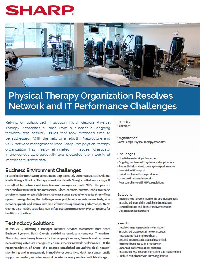 Sharp, Physical Therapy Organization, Case Study, Lasalle Business Machines