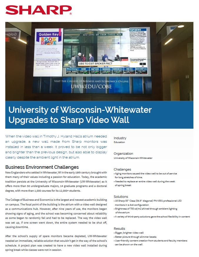 Sharp, University Of Wisconsin, Video Wal,l Case Study, Education, Lasalle Business Machines